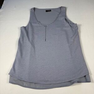 Crosby Women's Blue Gray Sleeveless Layered Tank Top with Necklace Detail Size S